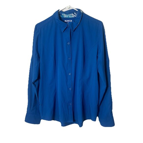Reel Legends Womens Shirt Blue Large Fishing Vented Long Sleeve Button Up - Picture 1 of 7